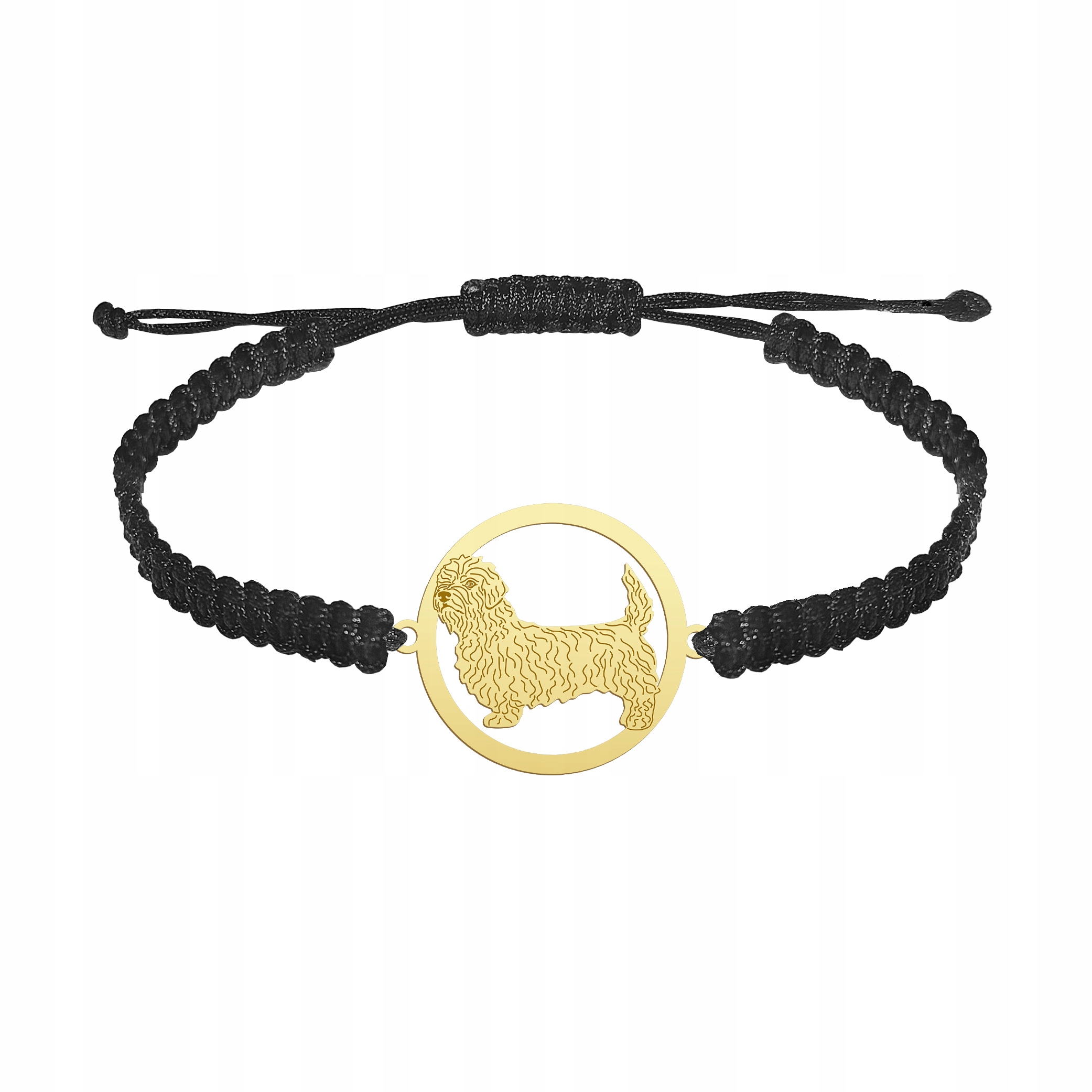 Zlatý náramek s psem Irish Glen of Imaal Terrier 925 Makramé Gravírování