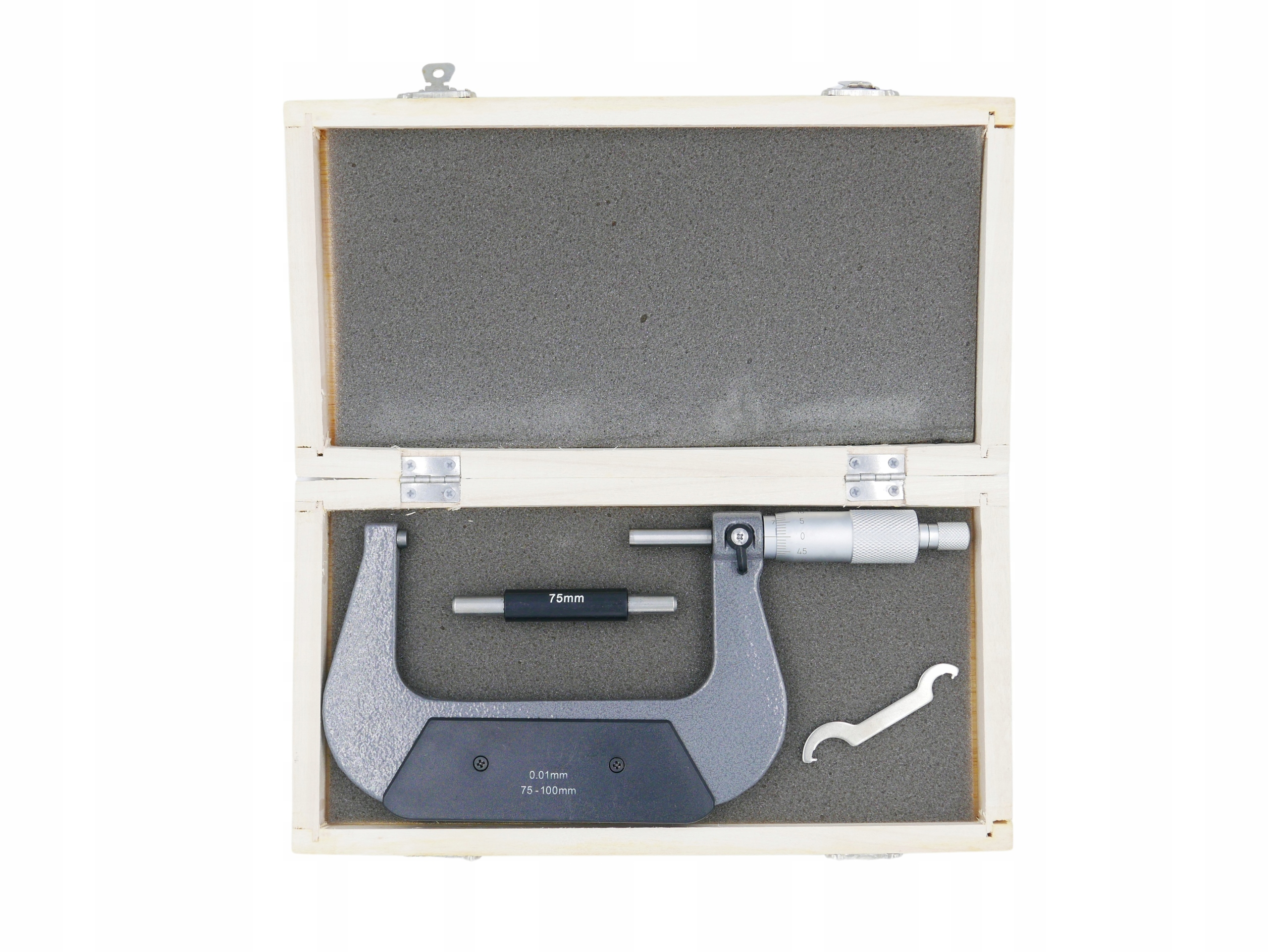 

Mikrometr Zewnętrzny 75-100 0,01mm Drewniany Box