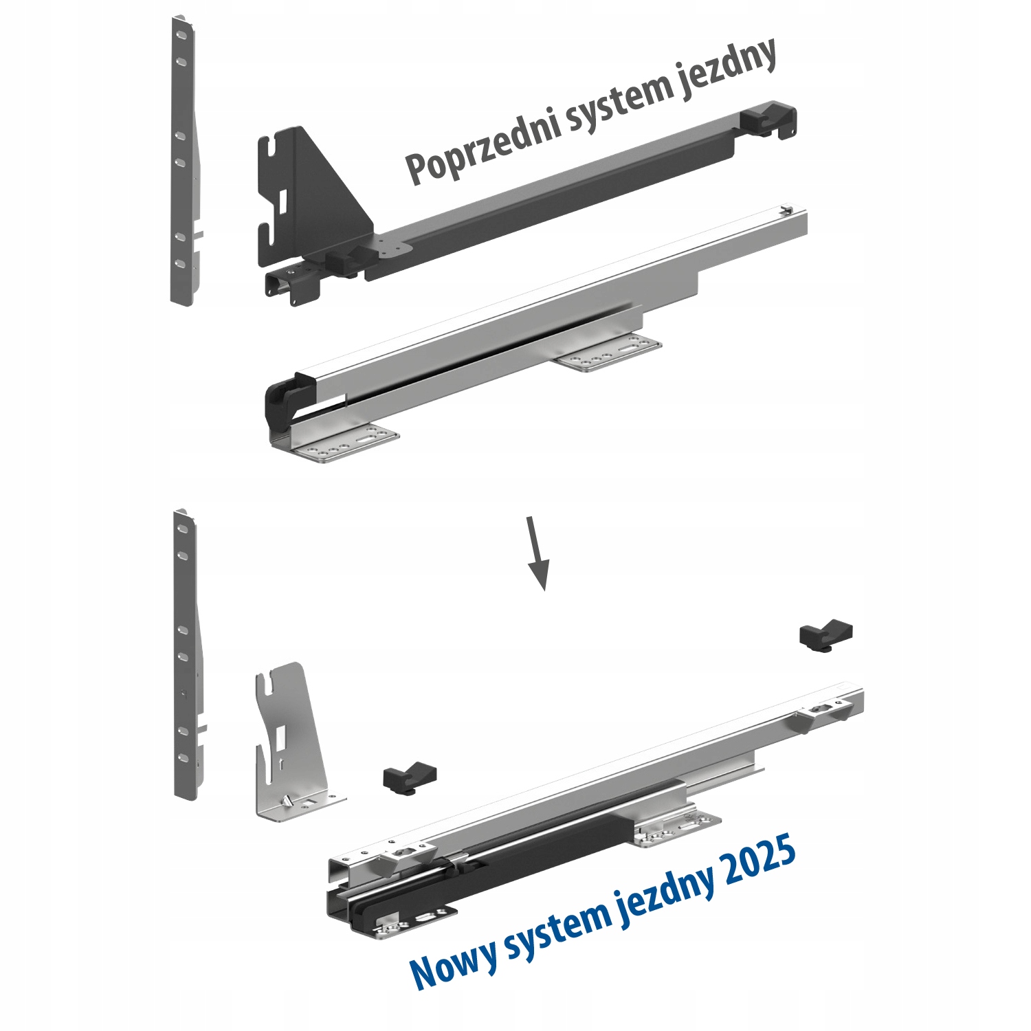 Kosz cargo 50cm 2p. 500 z systemem jezdnym cichy domyk Variant Multi REJS Wysokość maksymalna 48.4 cm