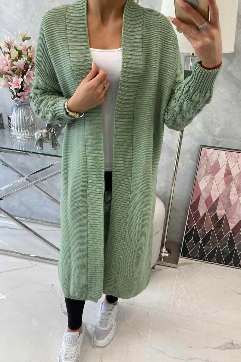 

Sweter z bąbelkami na rękawie ciemny miętowy