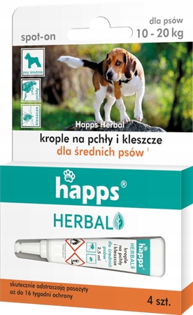 

Happs krople pchły,kleszcze,średnie psy10-20kg