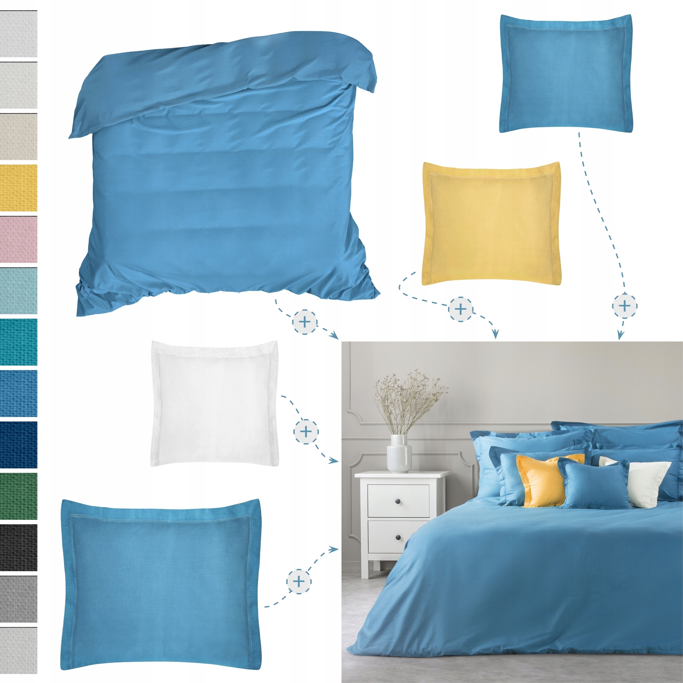 Poszwa na kołdrę bawełniana gładka 180X200 SREBRNY Bohater brak