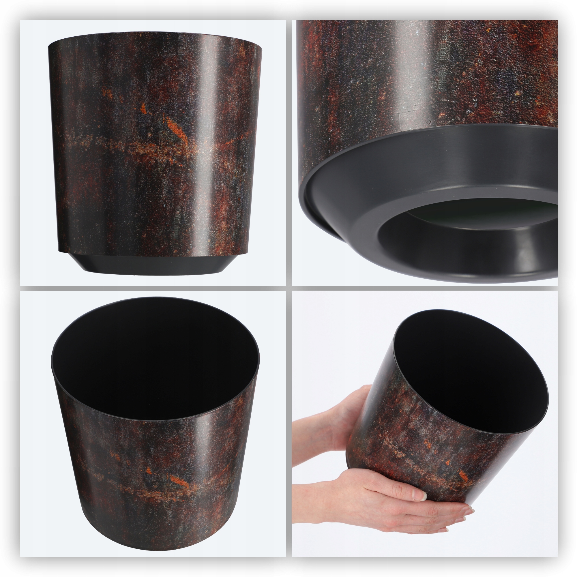 DONICZKA OSŁONKA NA DONICZKĘ KWIATY RDZAWA 19x20cm Kształt okrągły