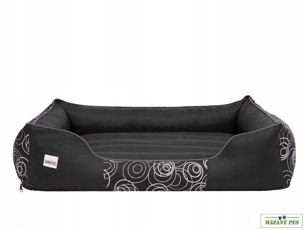 Levně Hobby Dog Pelíšek pro psa Prestige černý vzor kruhy Velikost XL -85 x 65 cm