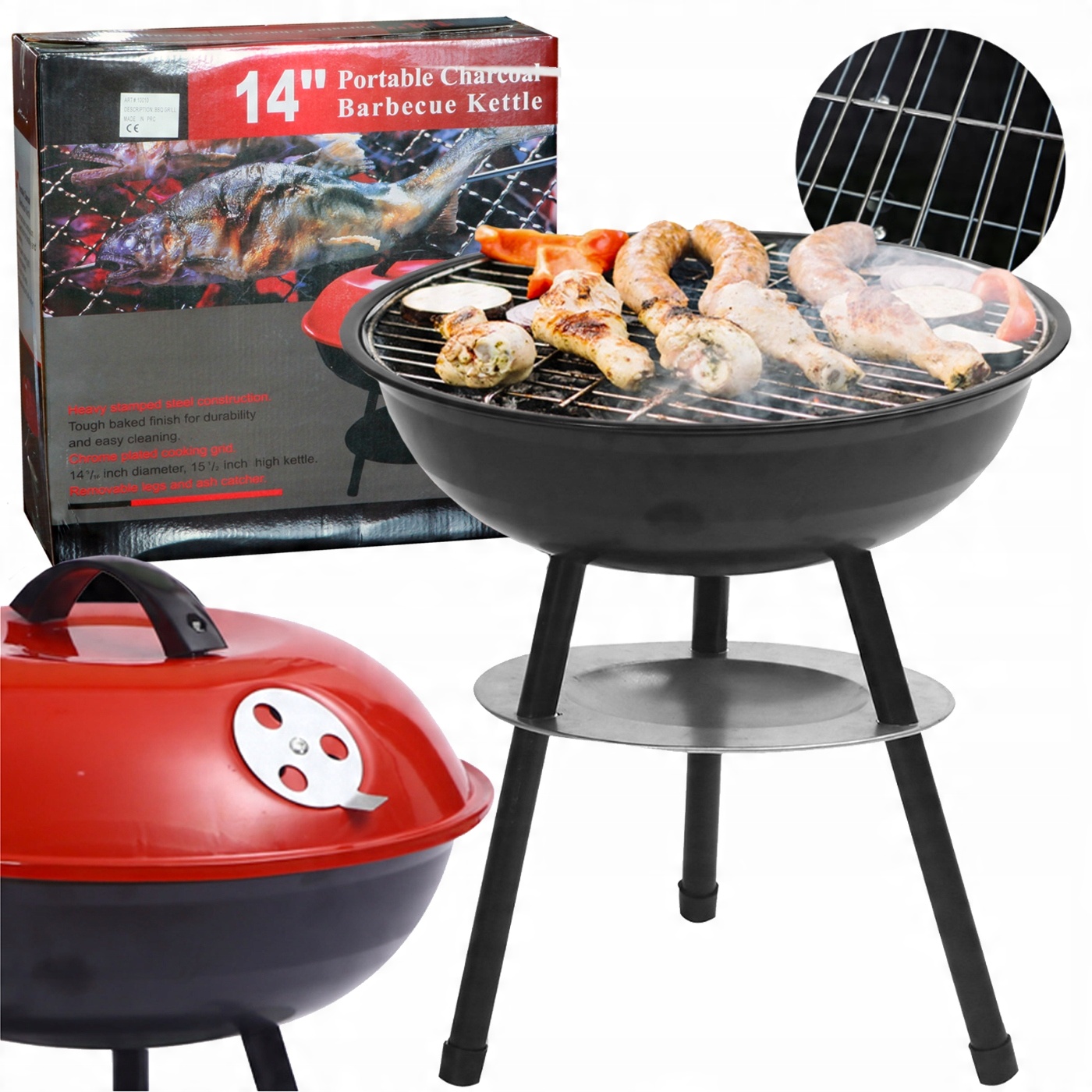 

Grill Węglowy Ogrodowy Okrągły Z Pokrywą 36cm