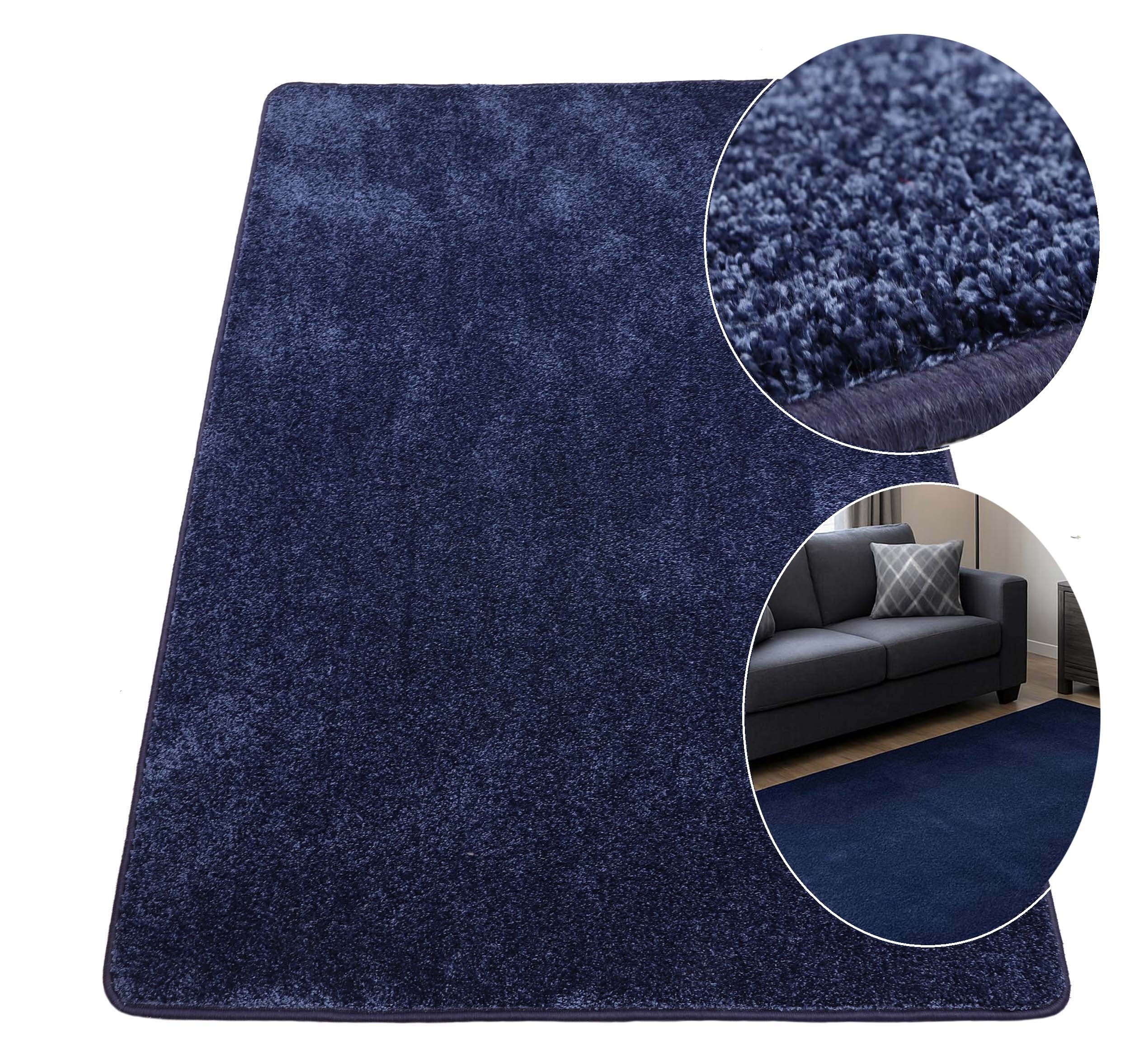 Koberec Tmavě Modrý Hustý A Nadýchaný Vysoká Kvalita Obývací Pokoj/ložnice 400X400