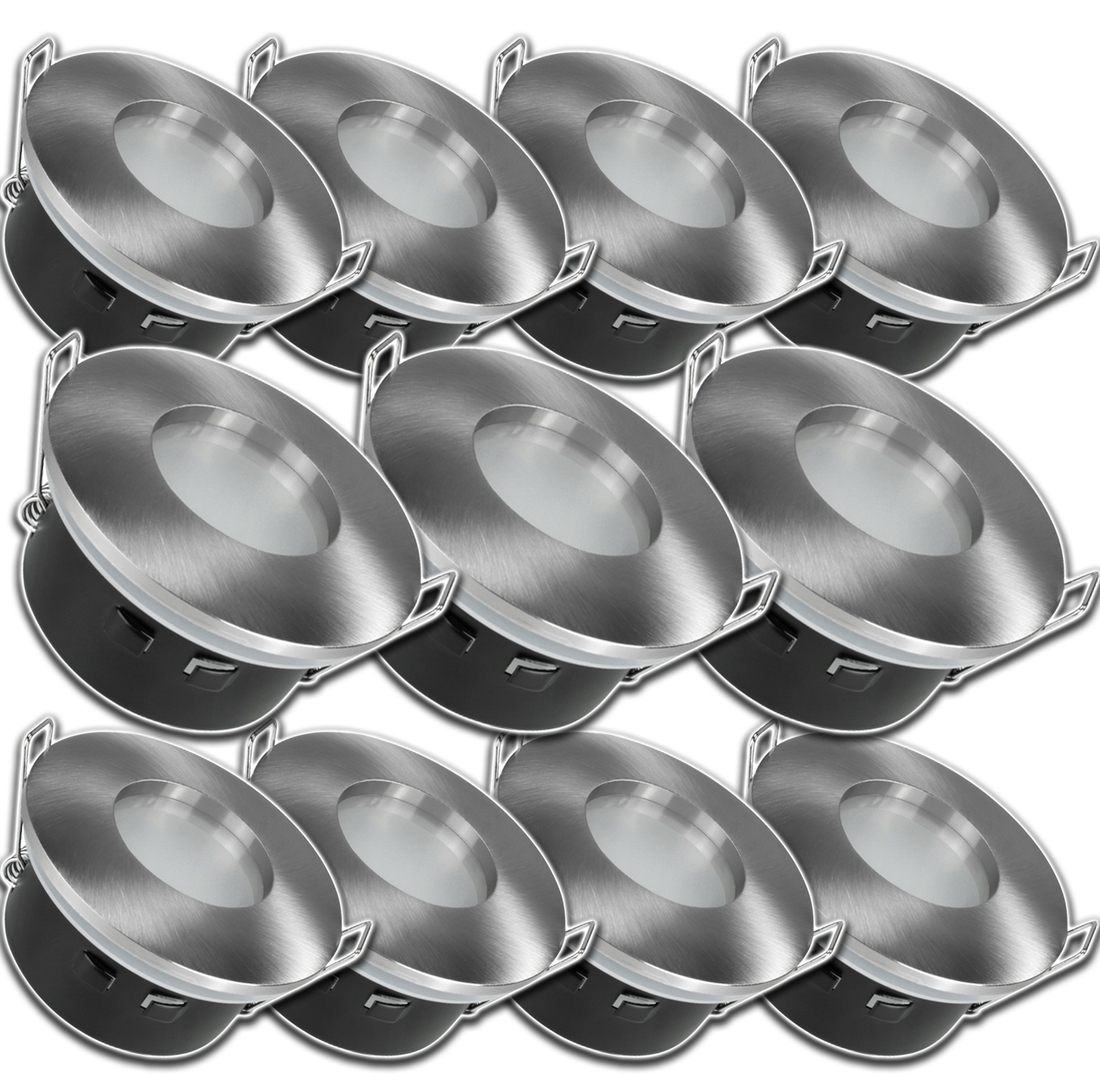 11 x Hermetické Halogenové Svítidlo Kulaté Stříbrné Voděodolné Vodotěsné