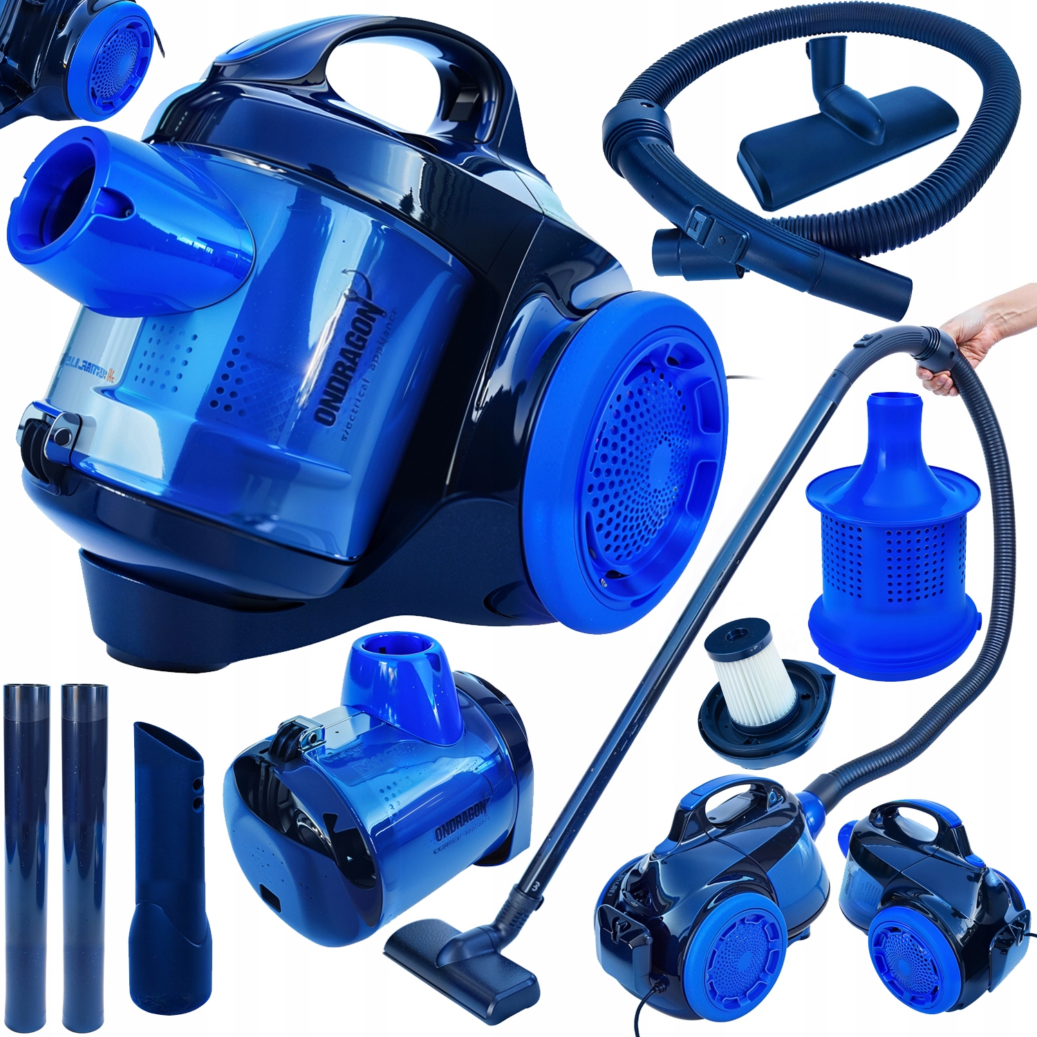 Odkurzacz Cyklonowy Bezworkowy 3999W 2L Ondragon Lekki Filtr Hepa Mocny