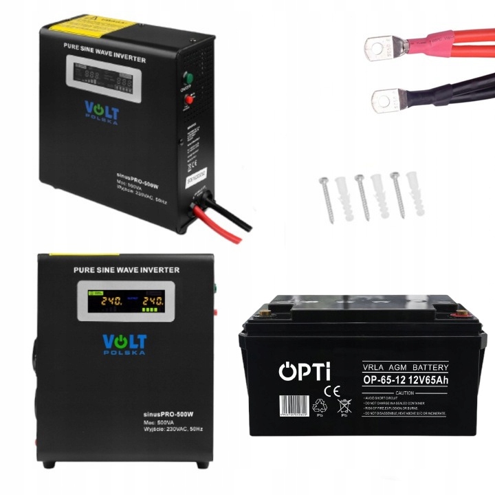 Zestaw Zasilania Awarynego Kotła Co Pieca Volt Polska 500W 230V 12V 65AH