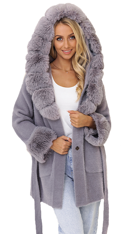 MIĘCIUTKA ALPAKA Z FUTERKIEM PŁASZCZ alpaka Z PASKIEM Rodzaj oversize