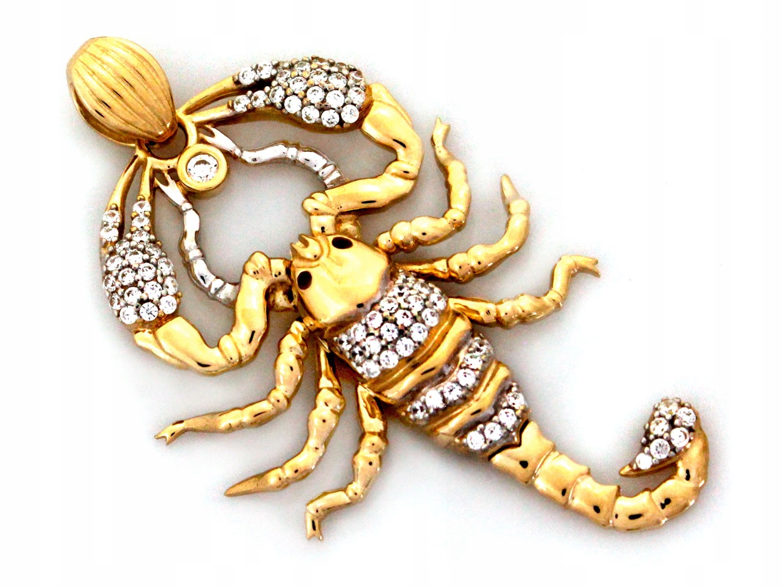Zlatý přívěsek 585 lesklý, velký škorpión s zirkony, 6.53 g jako dárek