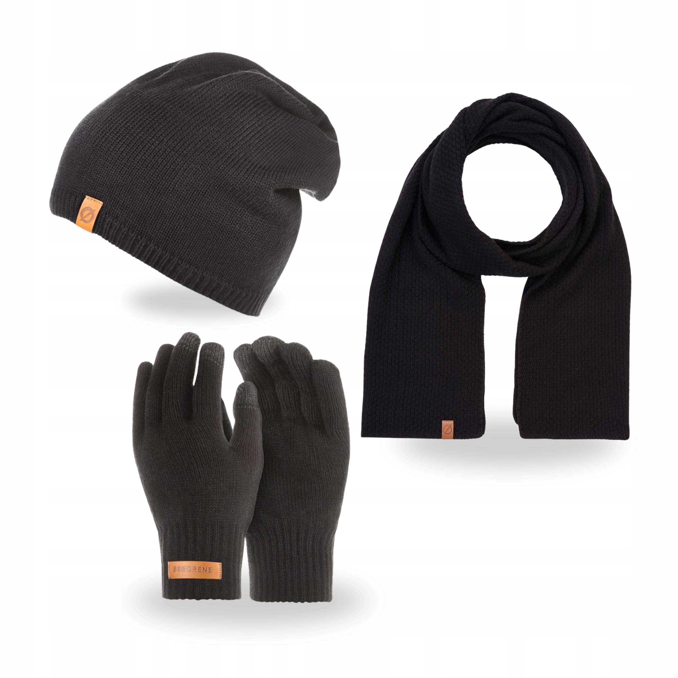 Pánská zimní sada Čepice Zateplená šála Rukavice Brodrene Černá