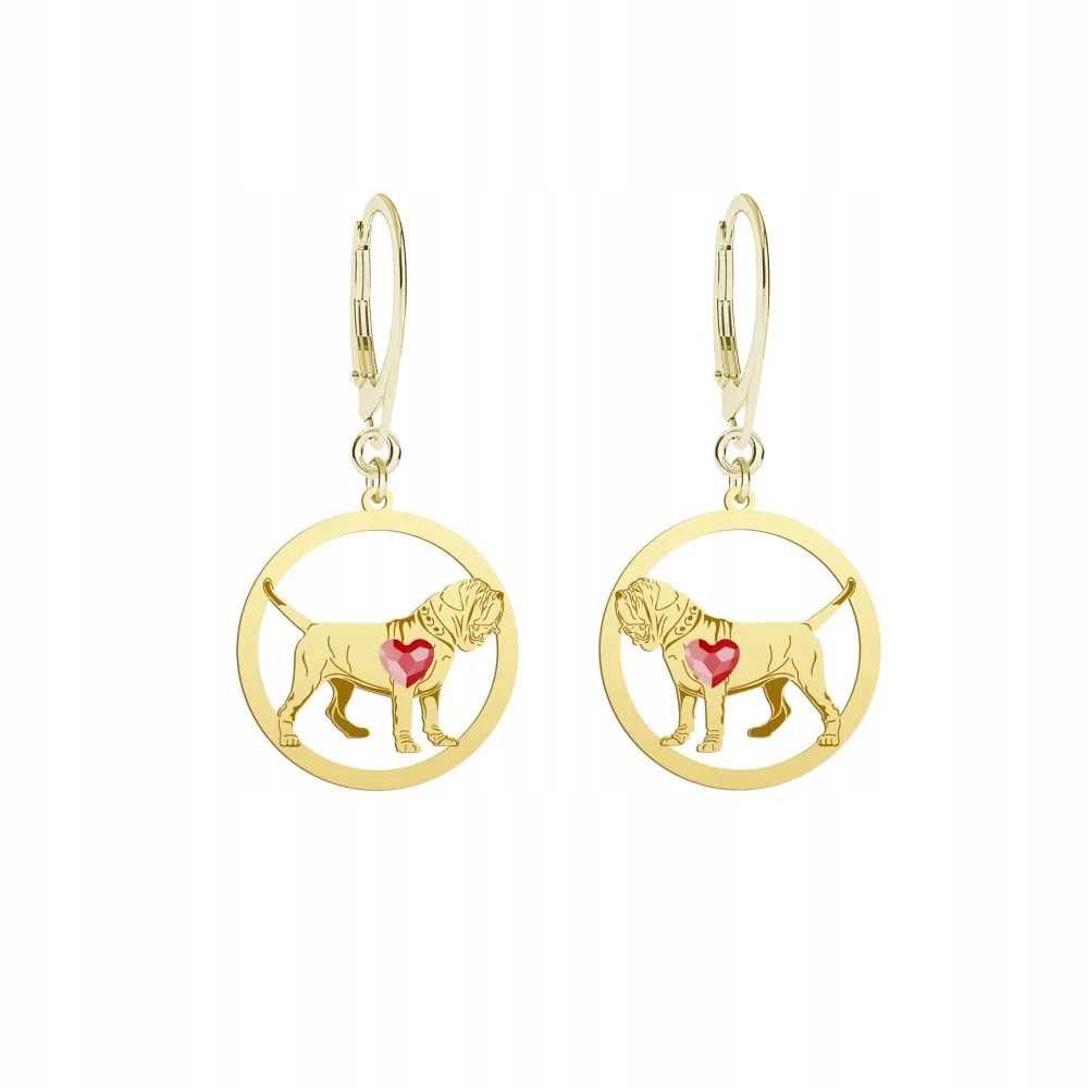 Náušnice Zlaté s psem Mastino Napoletano 925 Šperky k narozeninám Gravírování