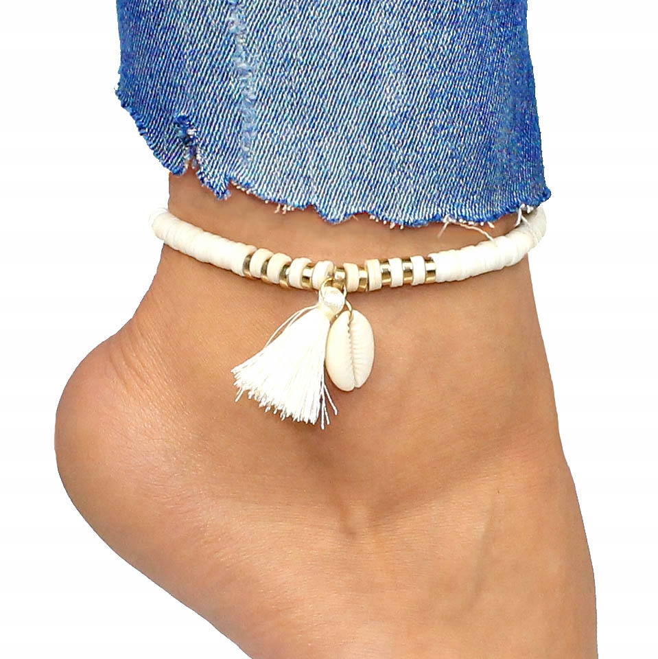 

Bransoletka Na Rękę Nogę Muszla Koraliki Boho Fimo