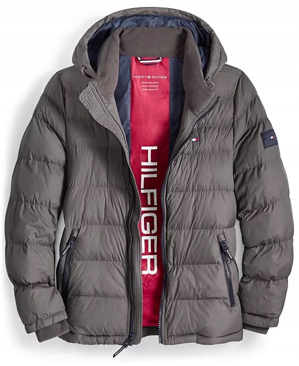 Tommy Hilfiger prošívaná zimní pánská bunda Quilted šedá XXL