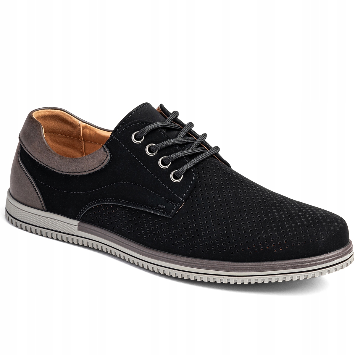 Polobotky casual vč. Kůže ažurové klasické lehké šněrovací Wojtyłko 42