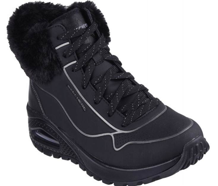 Skechers Černé Sportovní Boty S Kožešinou A Ozdobným Páskem 39,5 J6A