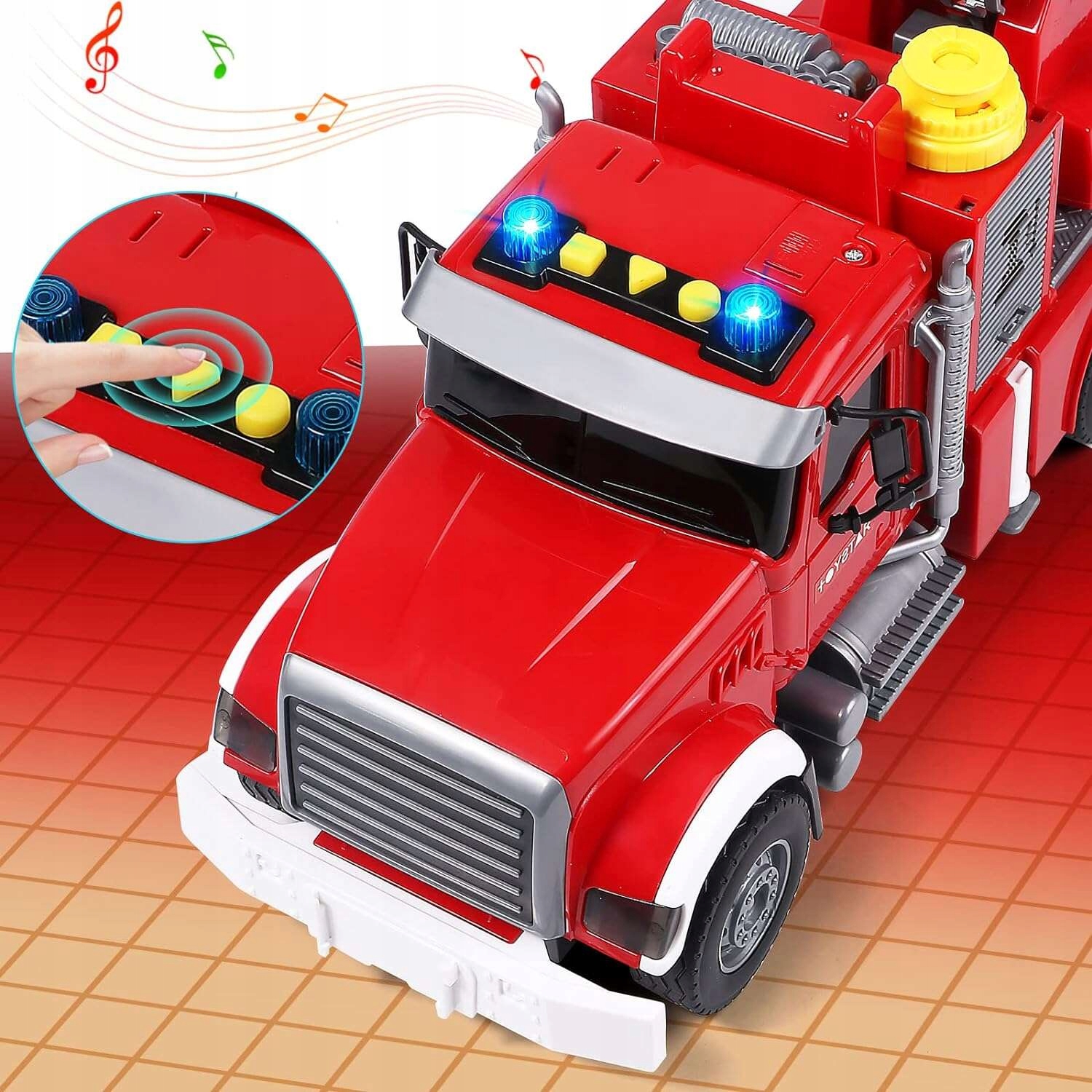 Duży Wóz Strażacki STRZELA Wodą z Efektami Straż Pożarna Ciężarówka 1:12 Kod producenta CEL-TT-03