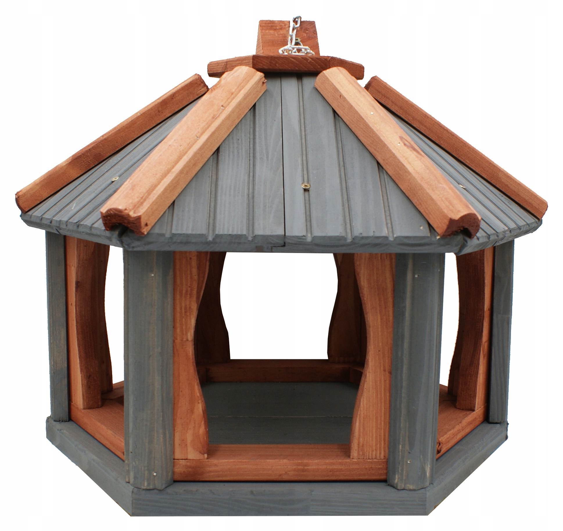 Dřevěné krmítko pro ptáky k zavěšení šedé K42 Polský Výrobce