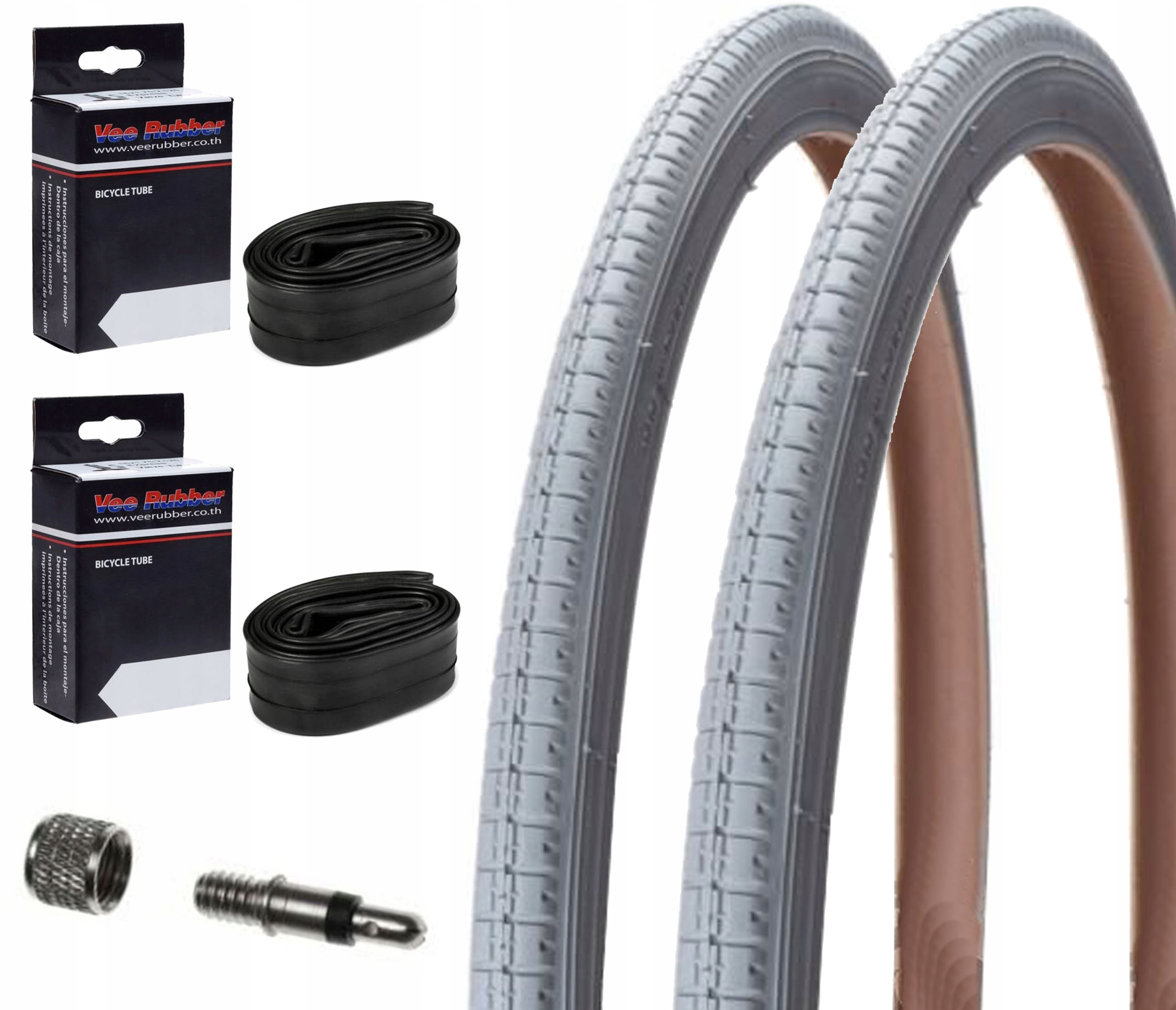 2x Szara Opona do Wózka Inwalidzkiego Dętka 24X1 3/8 37-540 Vee Lux Zestaw