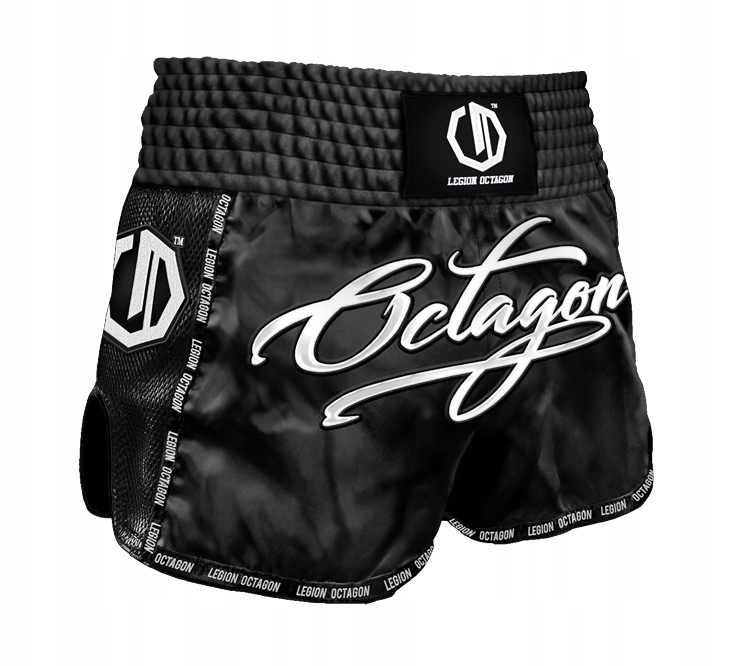 Octagon Spodenki Kickboxing/Muay Thai Legion Script Premium Black M