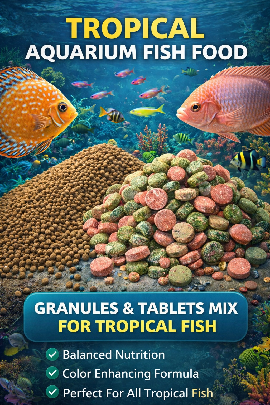 Levně Krmivo MIX pro ryby Tabletky a granule Sada pro akvárium se spirulinou