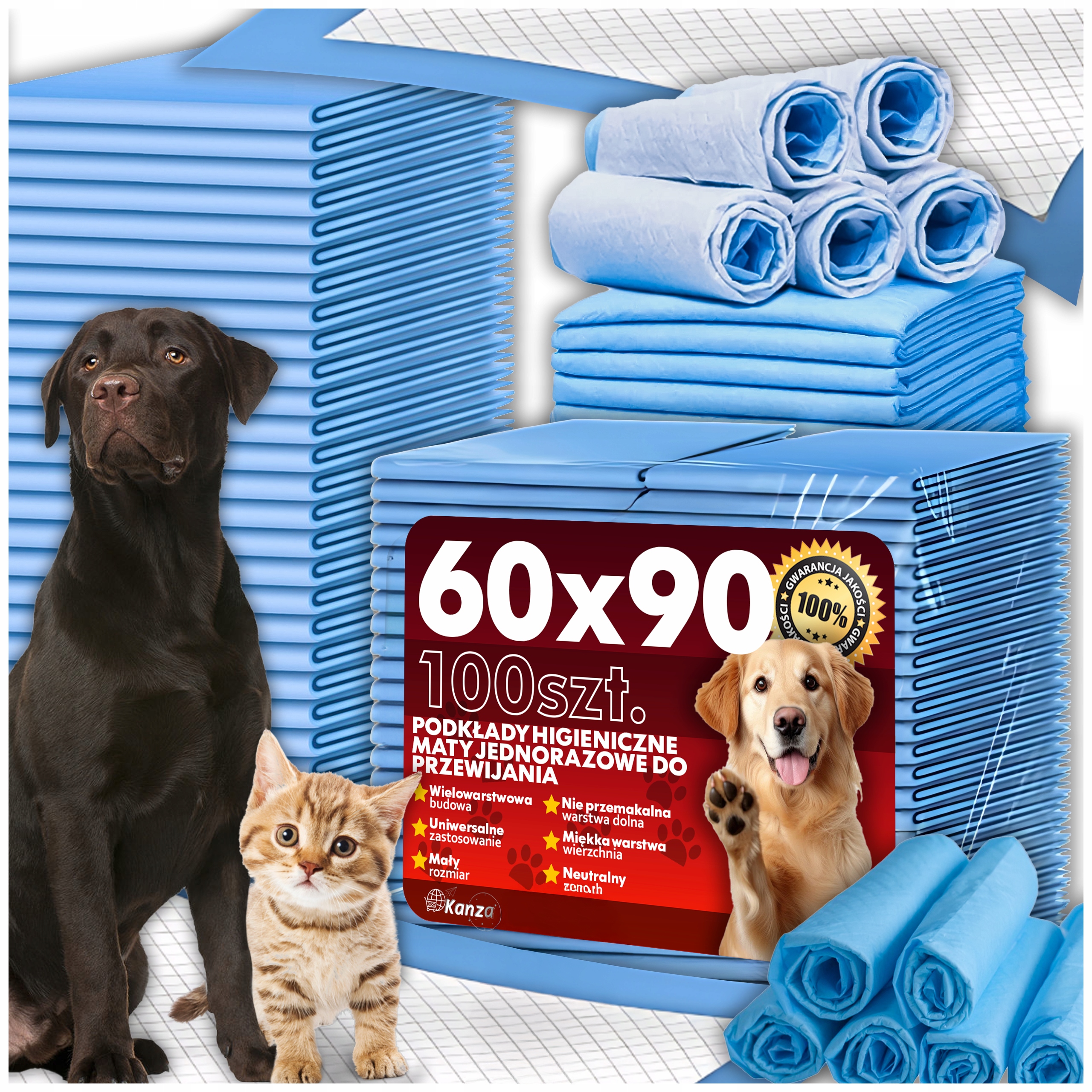 Levně Podložky Pro Psy Hygienické podložky pro psy na zvířat 60x90 100 Ks