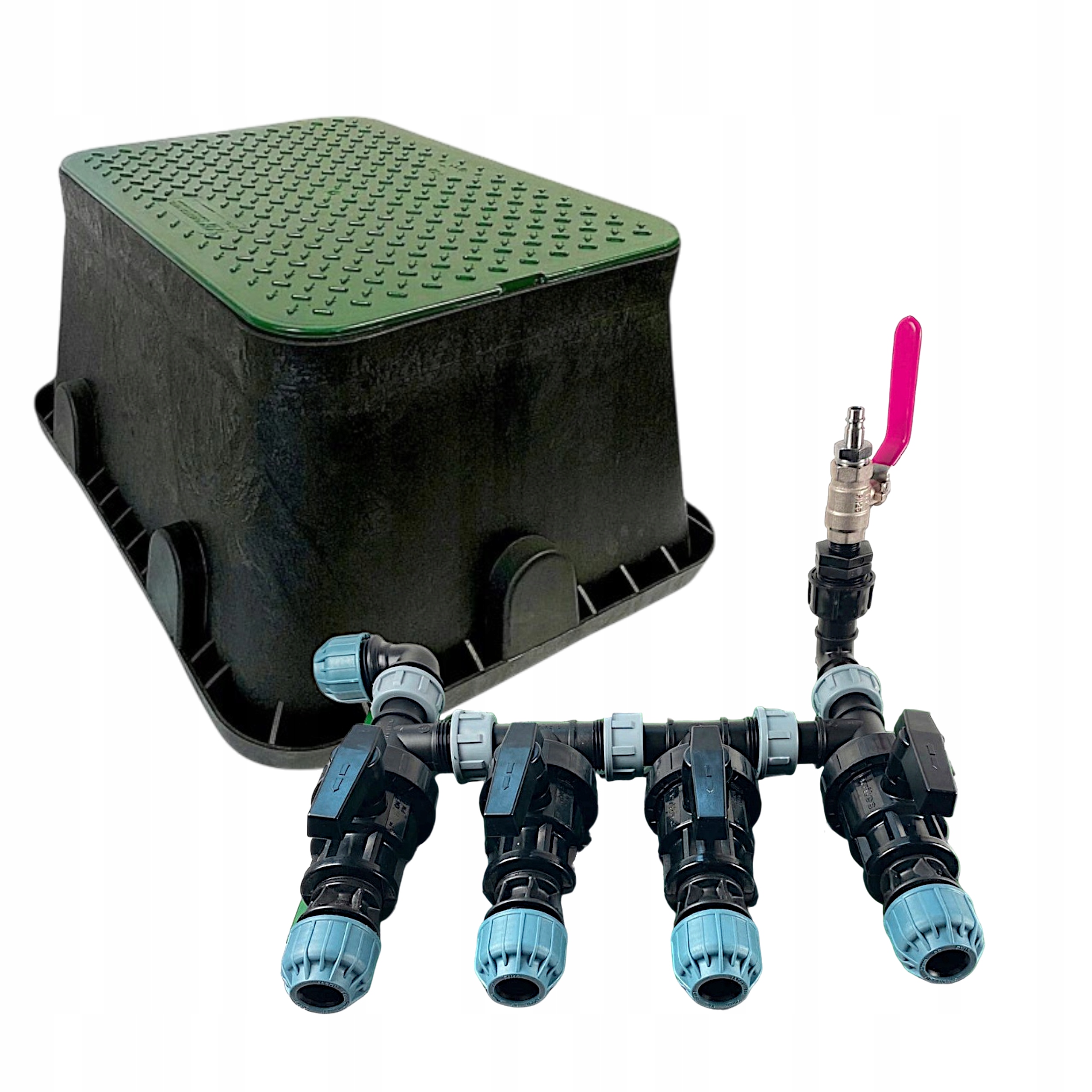 Studzienka skrzynka zaworowa 4 sekcje ręczne sterowanie nawadnianie