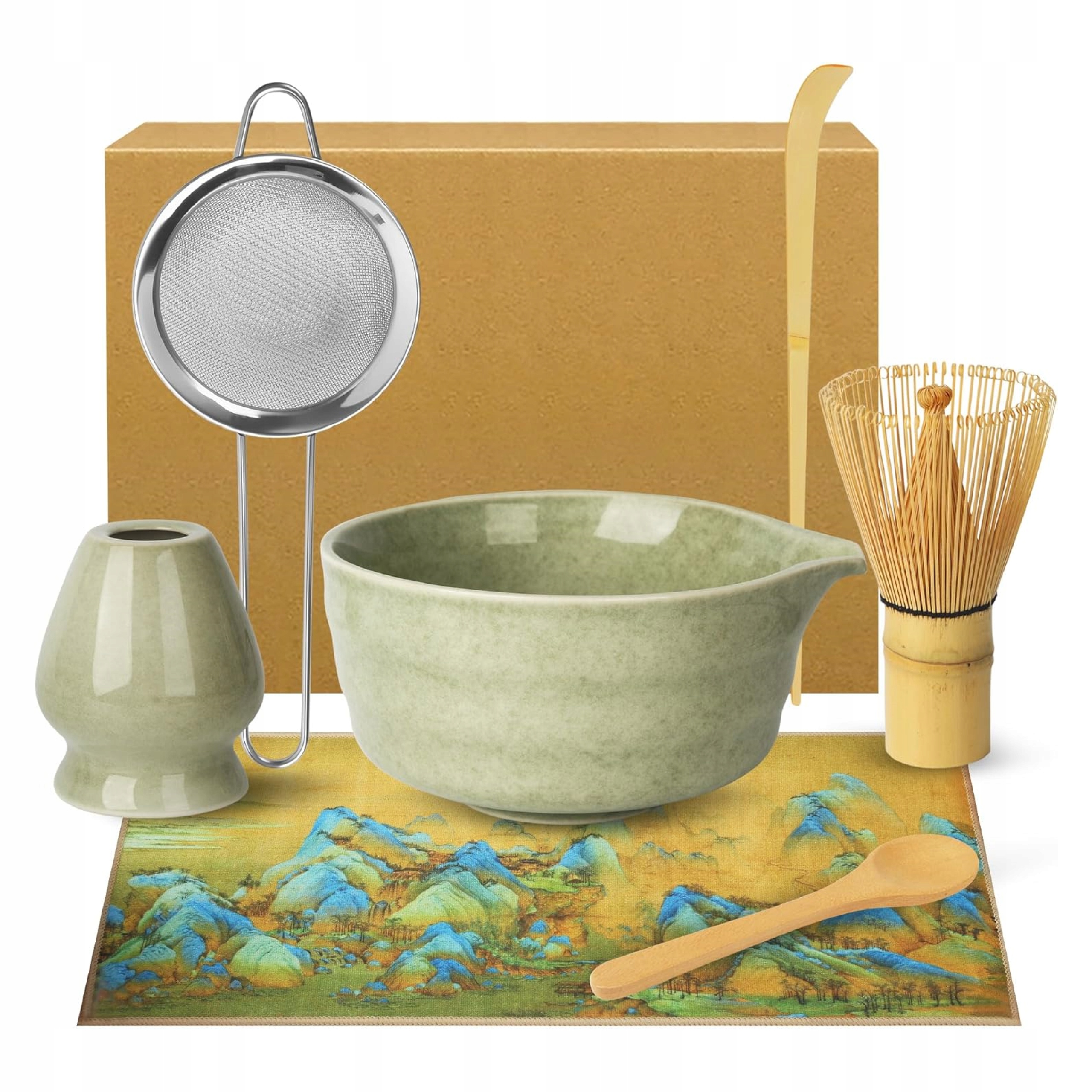 Bambusový Set Na Přípravu Čaje Matchy Chashaku Lžíce Šlehací Metla Sítko