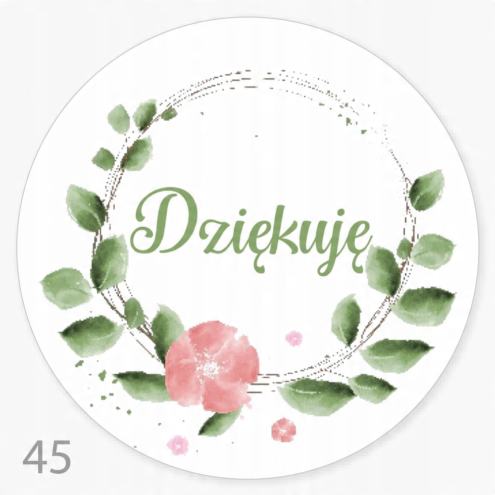 

Etykieta, naklejka Dziękuję Duża FI55 48szt