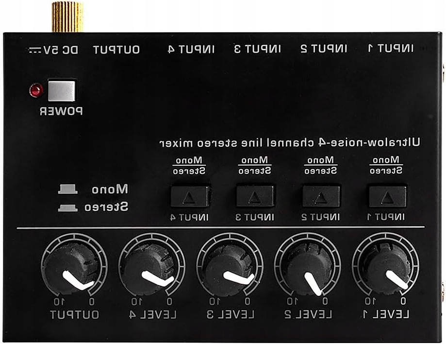 4 KANAŁOWY MIKSER AUDIO Z REGULACJĄ GŁOŚNOŚCI I NISKIM HAŁASEM