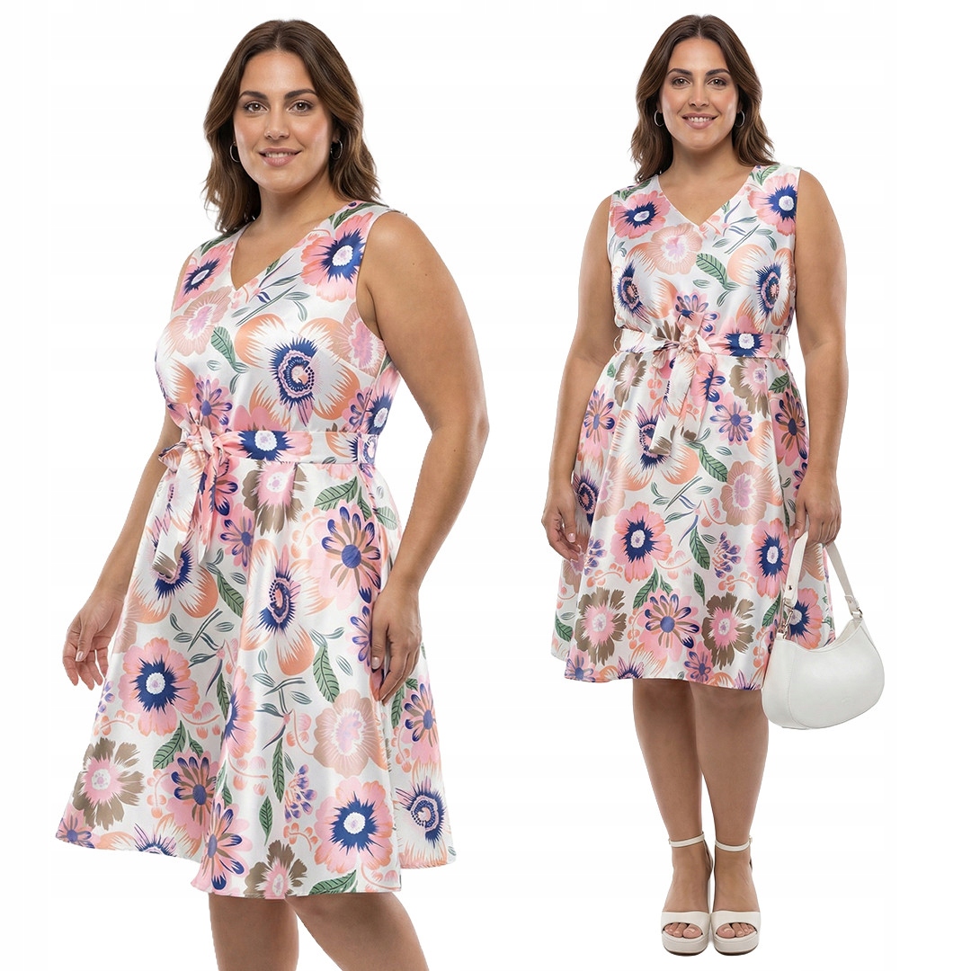 Bílá šaty s květinovým vzorem plus size velikost 48