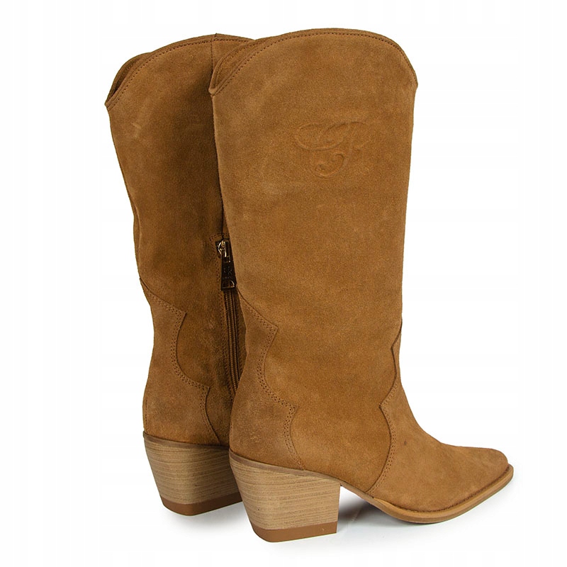 CARINII B9065 KOZAKI KOWBOJKI SKÓRA ZAMSZ RUDE 38 Stan opakowania oryginalne