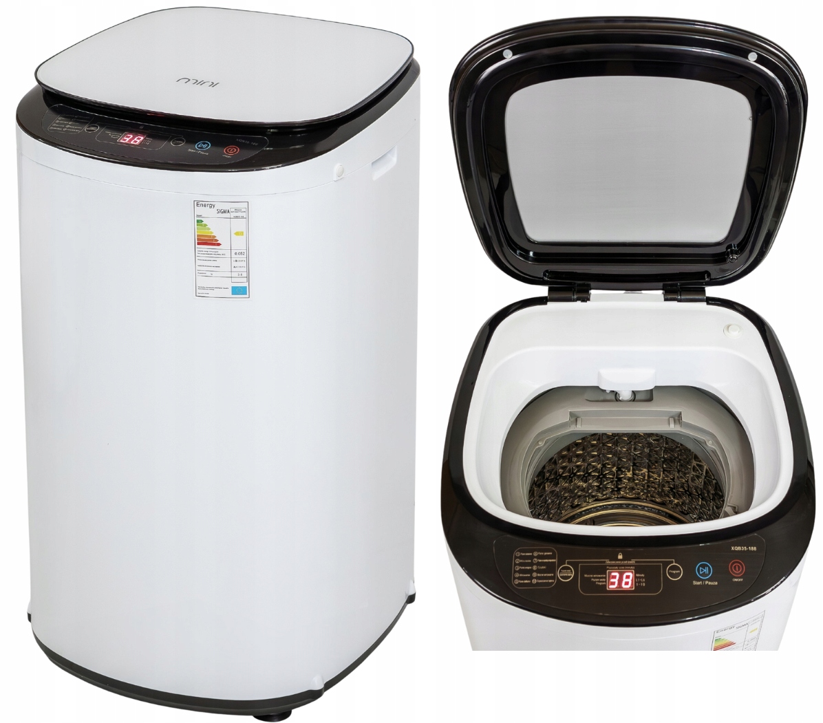 Mała Pralka Z Grzałką Wody Wirówką Turystyczna Automat XQB35-188 1500W 3,5