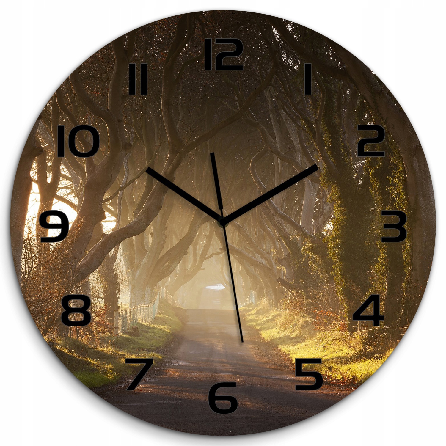 

Duży zegar ze szkła hartowanego Mgła w lesie fi 60