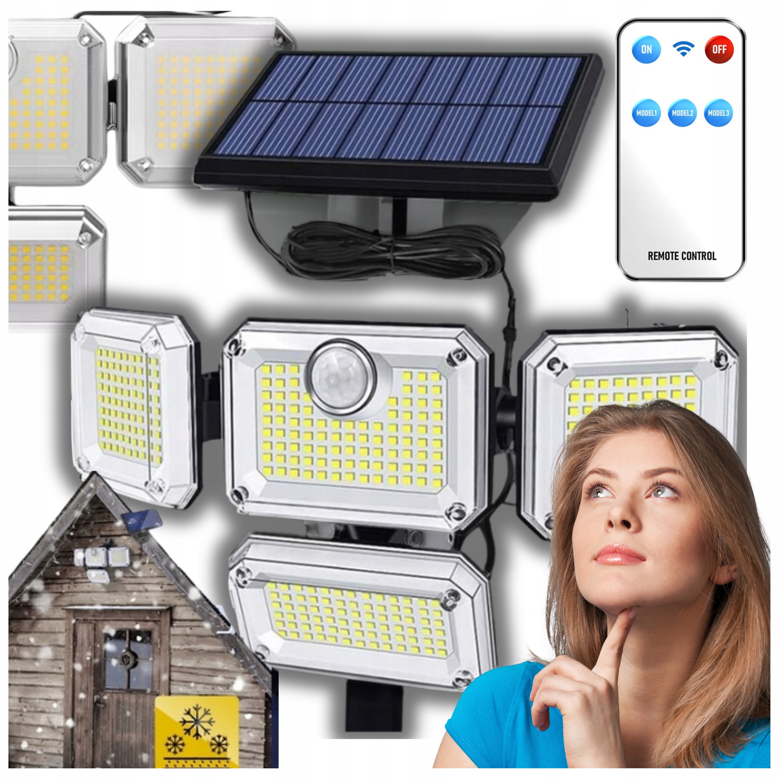 LAMPA ULICZNA CZUJNIK LAMPKA SOLARNA LATARNIA OGRODOWA PANEL PILOT RUCH LED