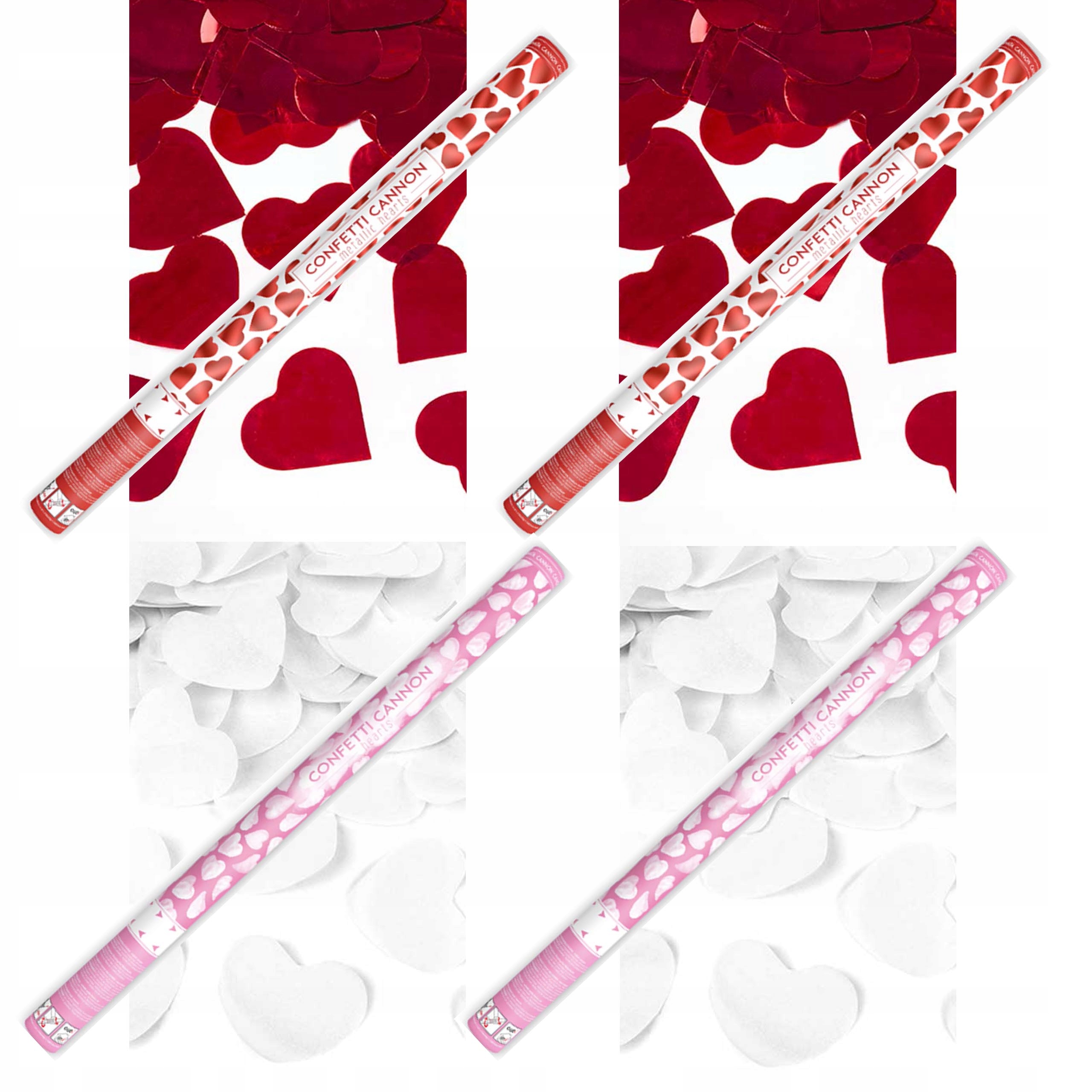 KONFETTI TUBA SERCA BIAŁE CZERWONE mix ŚLUB 4x XXL