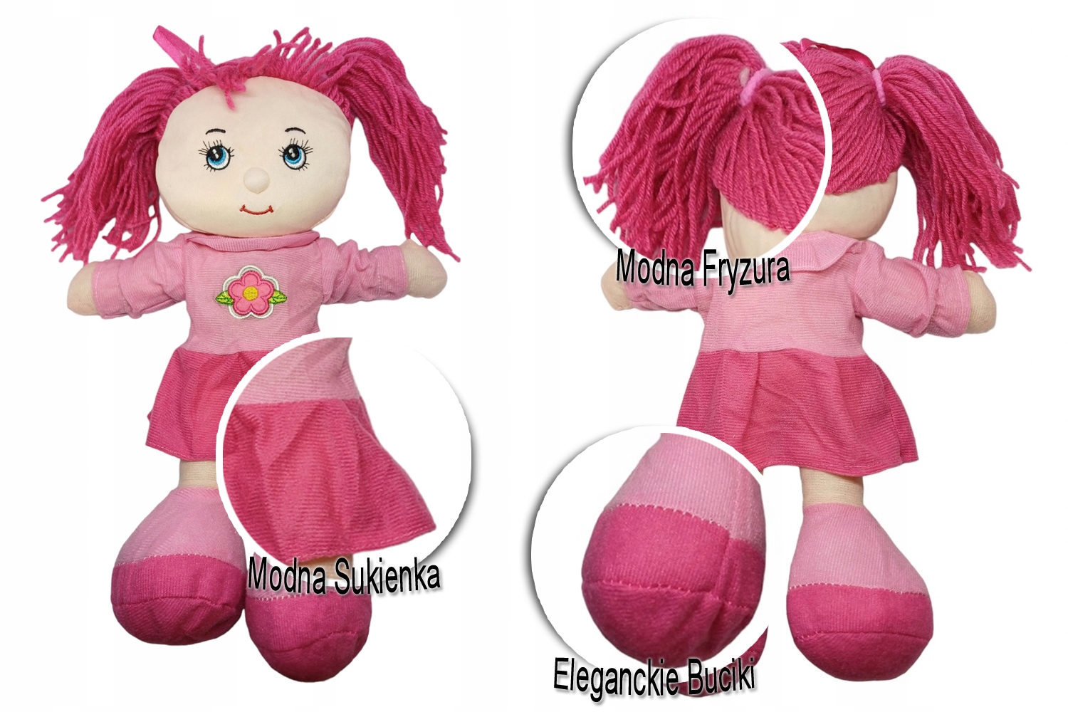 DUŻA LALKA SZMACIANA PRZYTULANKA LALA ZABAWKA ZUZIA Wiek dziecka 3 lata +