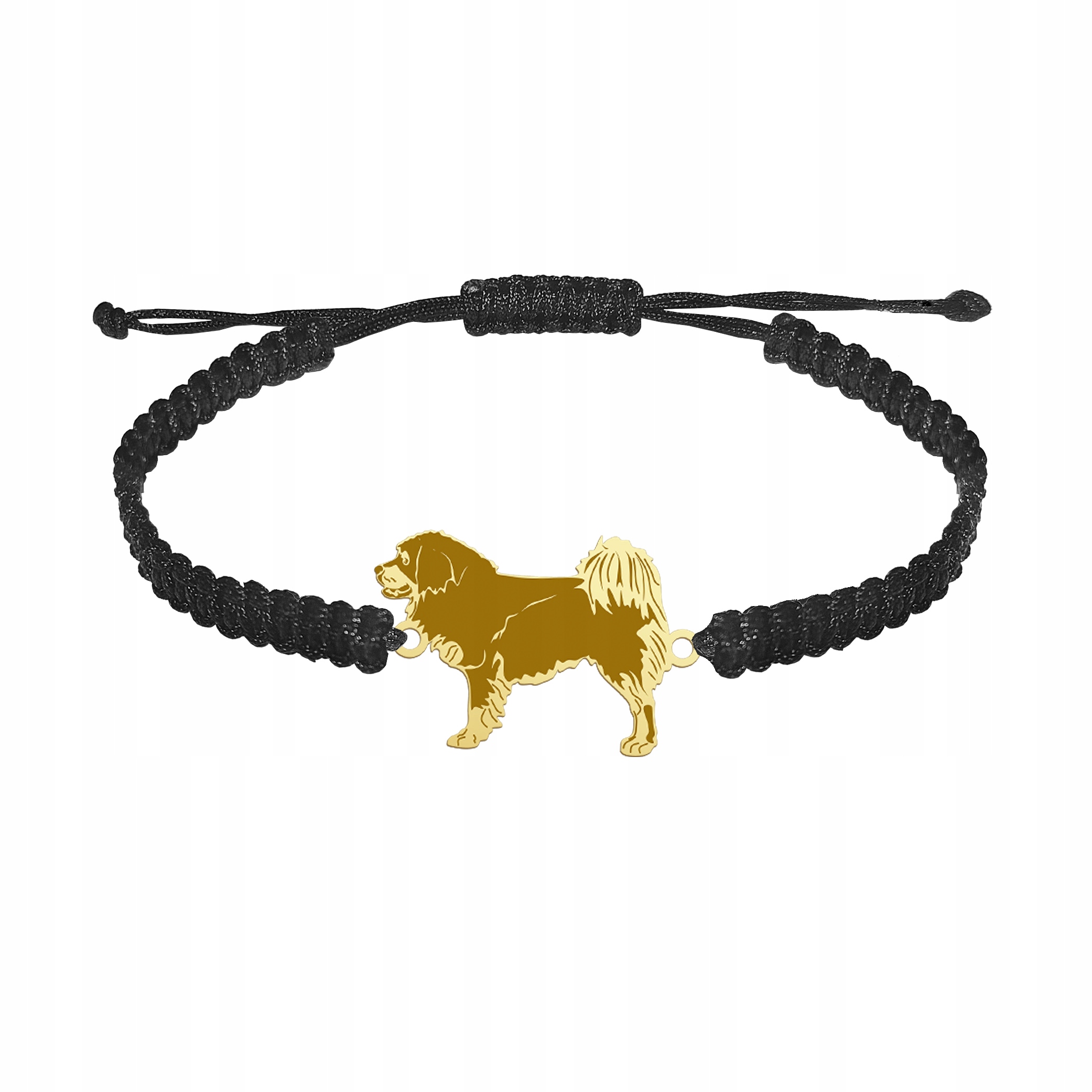 Zlatý náramek se psem Tibetan Mastiff 925 Makramé Žena Gravírování Bonus