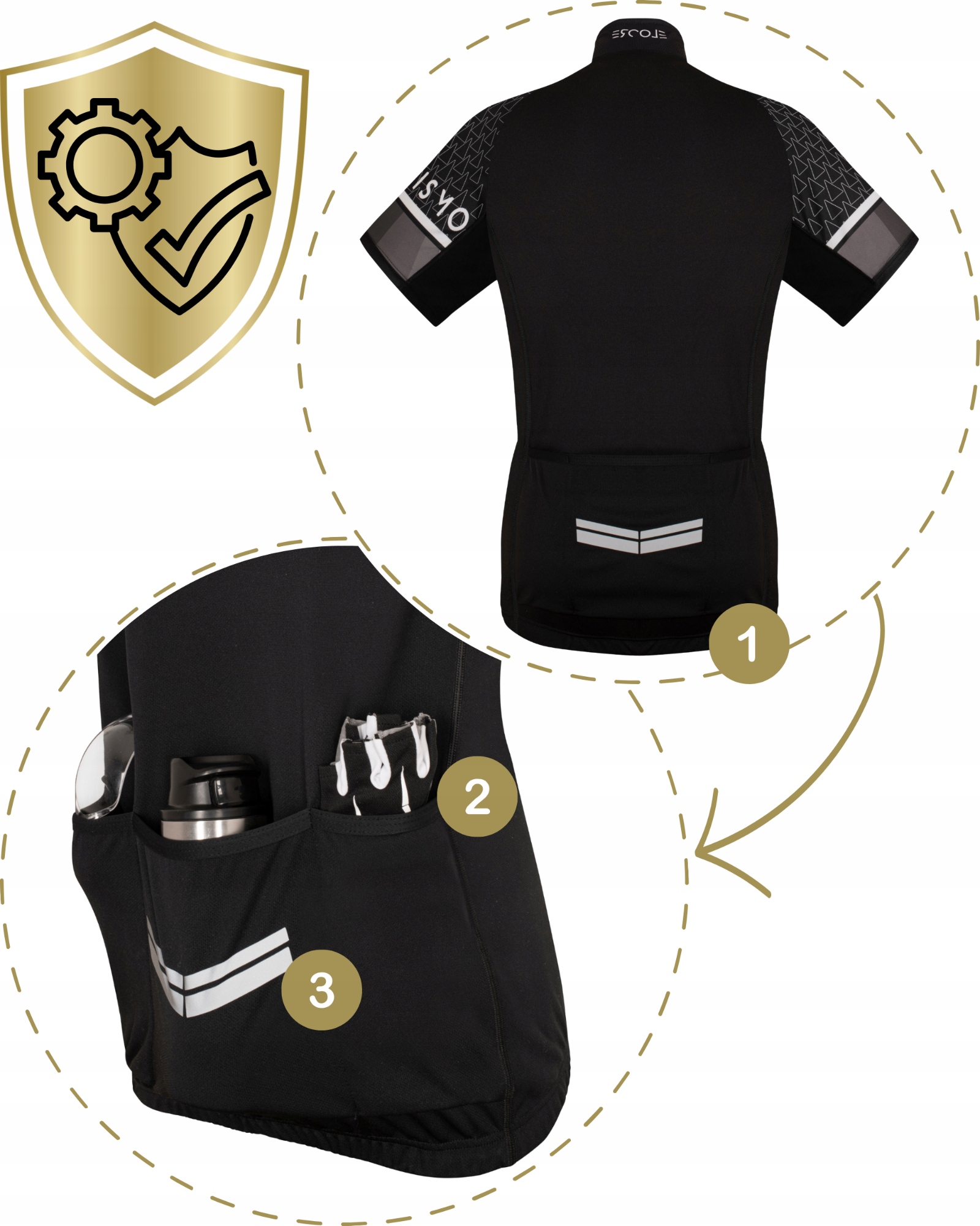 Koszulka Rowerowa Męska z Krótkim Rękawem Kolarska na Rower Termoaktywna XL Właściwości antybakteryjne elementy odblaskowe ochrona UV oddychające odprowadzające wilgoć szybkoschnące termiczne