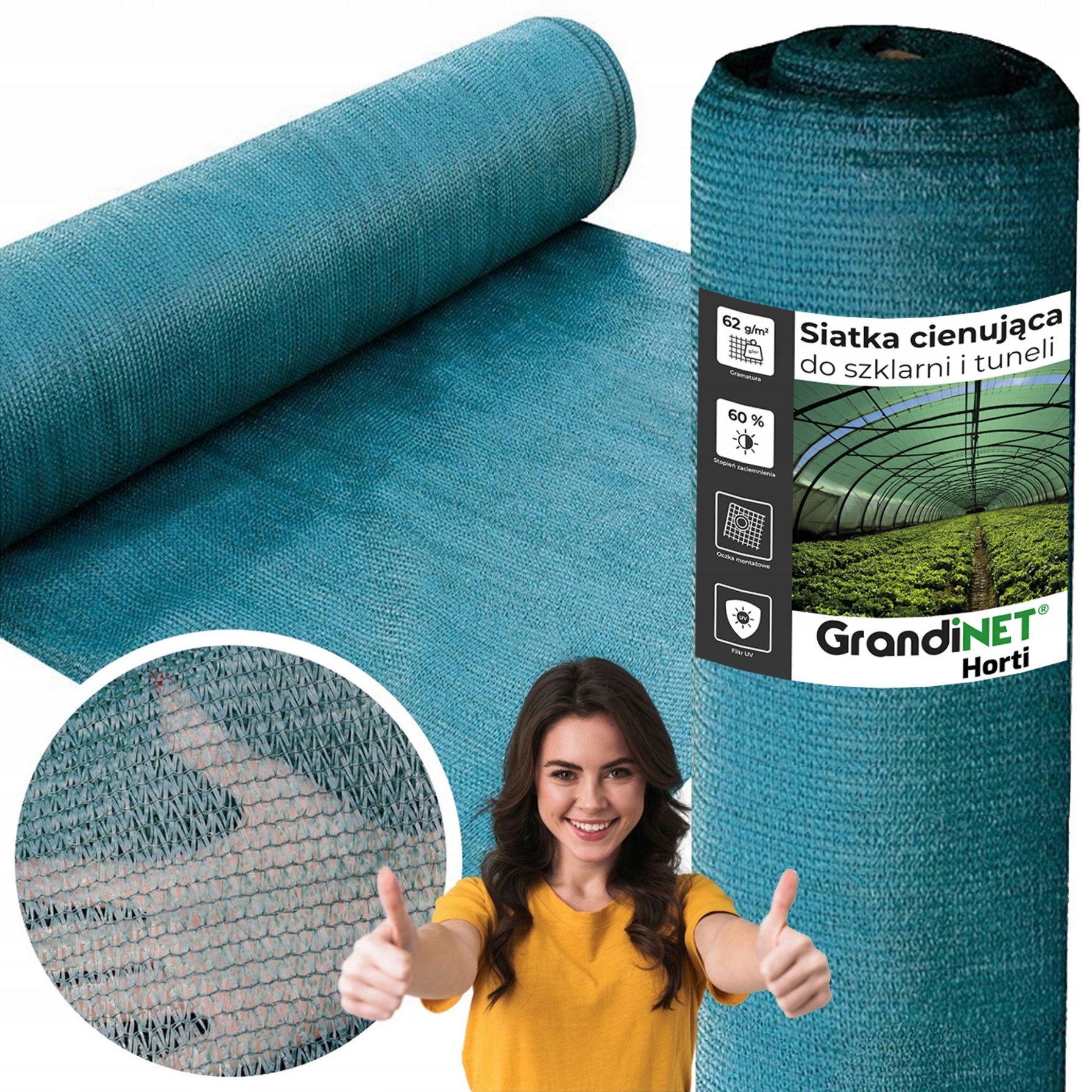 Siatka Cieniująca 6x5m Ochrona Od Wiatru Słońca 60% od Promieni Słonecznych