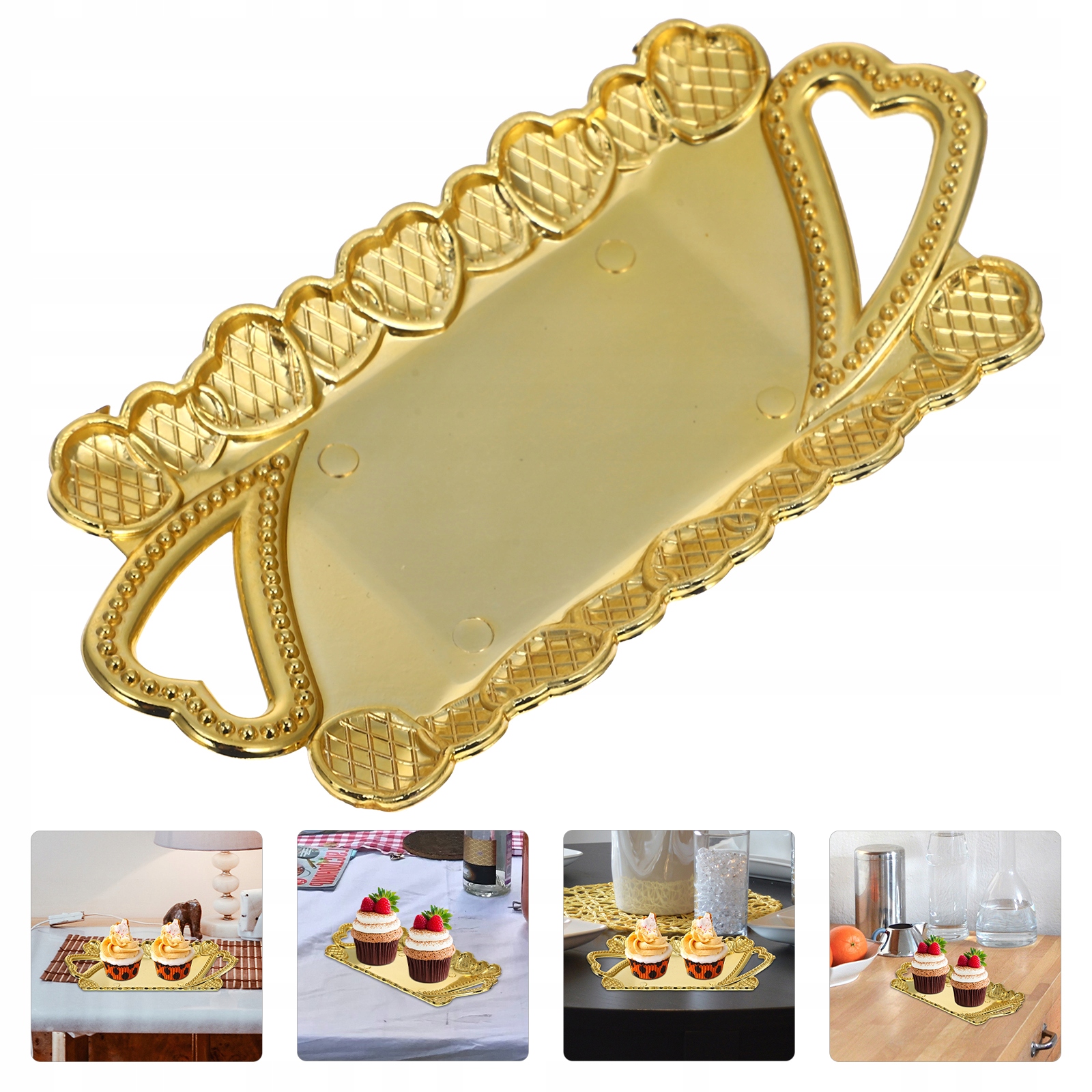 12 SZT. MAŁYCH PLASTIKOWYCH TALERZY DESEROWYCH Kolor odcienie żółtego i złota