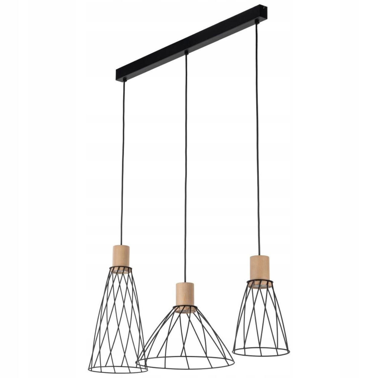 Závesná lampa Modesto Wood čierna borovica 3xGU10 Do Jedálne Spálne