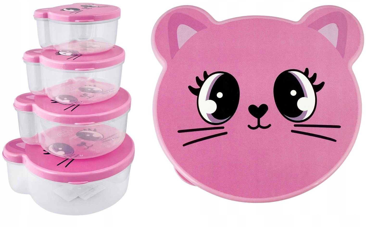 

Pojemniki Pudełka Śniadaniowe Dla Dzieci Kotek x4