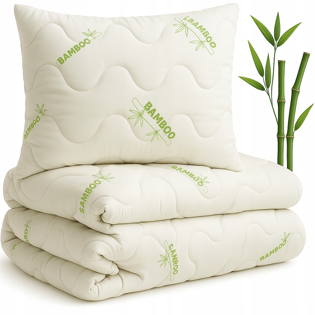 Bambusová sada Celoročně, velmi teplá Přikrývka 140x200 Polštář 70x80
