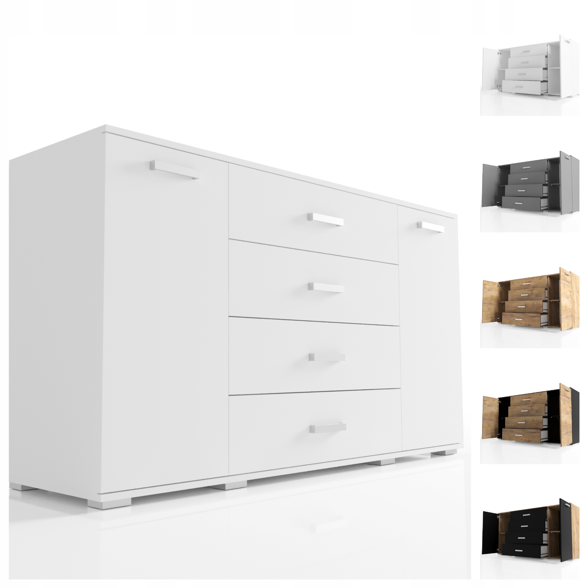 Komoda se zásuvkami 160 cm VK08 Deska 18 mm O-sofa 2-dvéřová skříňka Barvy