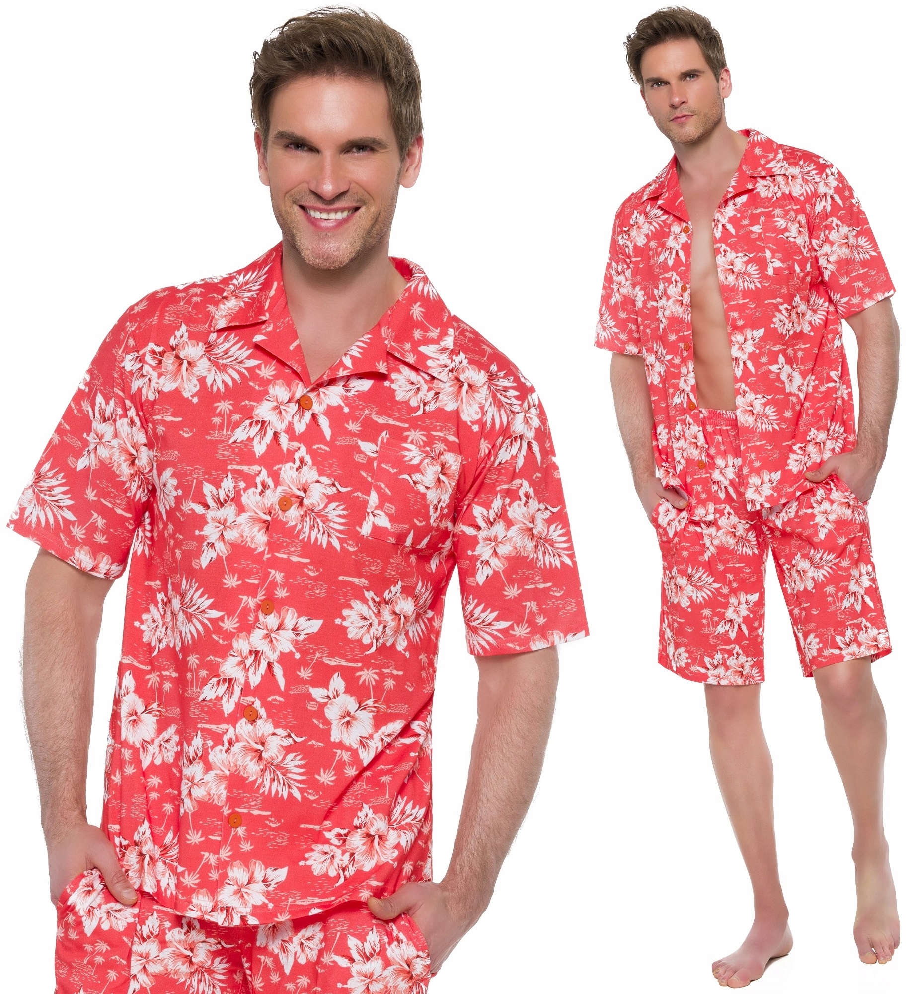 HAWAJSKA ROZPINANA BAWEŁNIANA PIŻAMA MĘSKA L