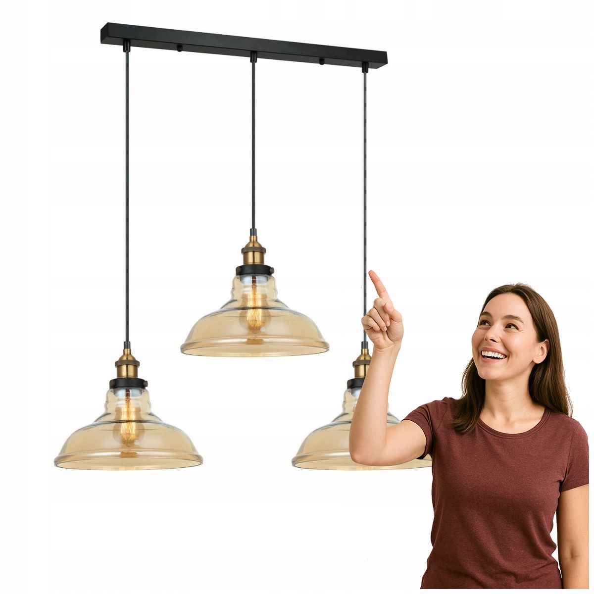 Závesná lampa Hubert industriálna 3xE27 čierno-zlatá Italux