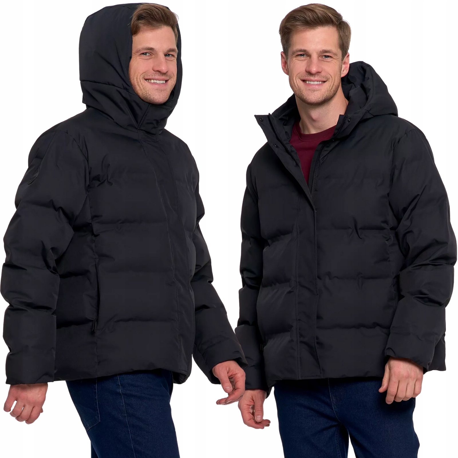 Pánská Prošívaná Bunda s kapucí Zimní Teplá Na Zip Moderní Moraj 3XL