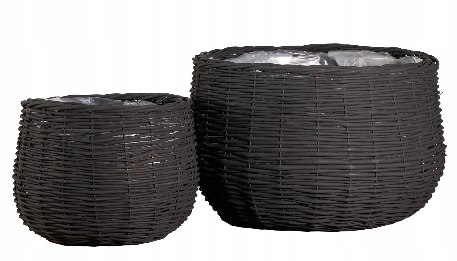 Obal Na Kvetináč Kôš prútený čierny kvetináč prírodný boho sada 2 ks